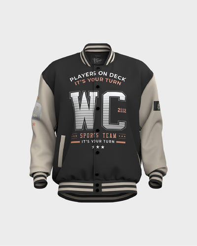 Mens Bomber Jacket -  Black & Beige