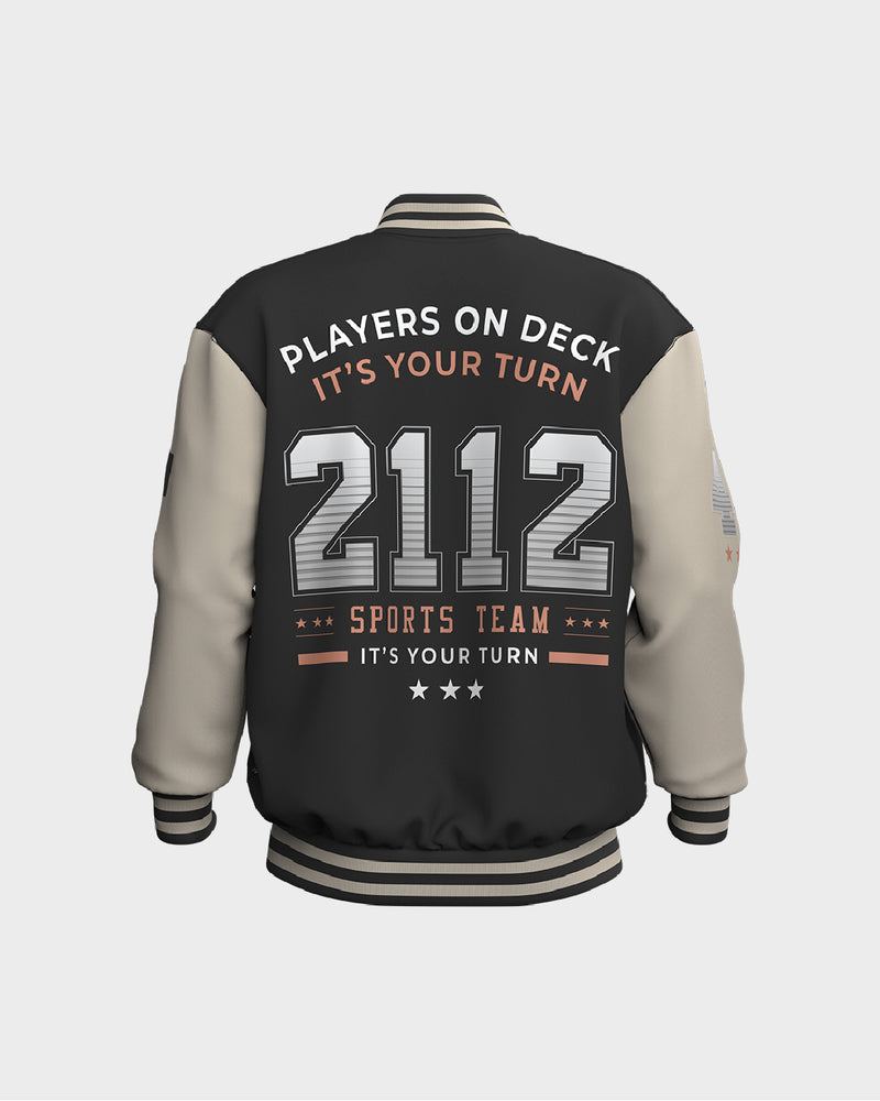 Mens Bomber Jacket -  Black & Beige