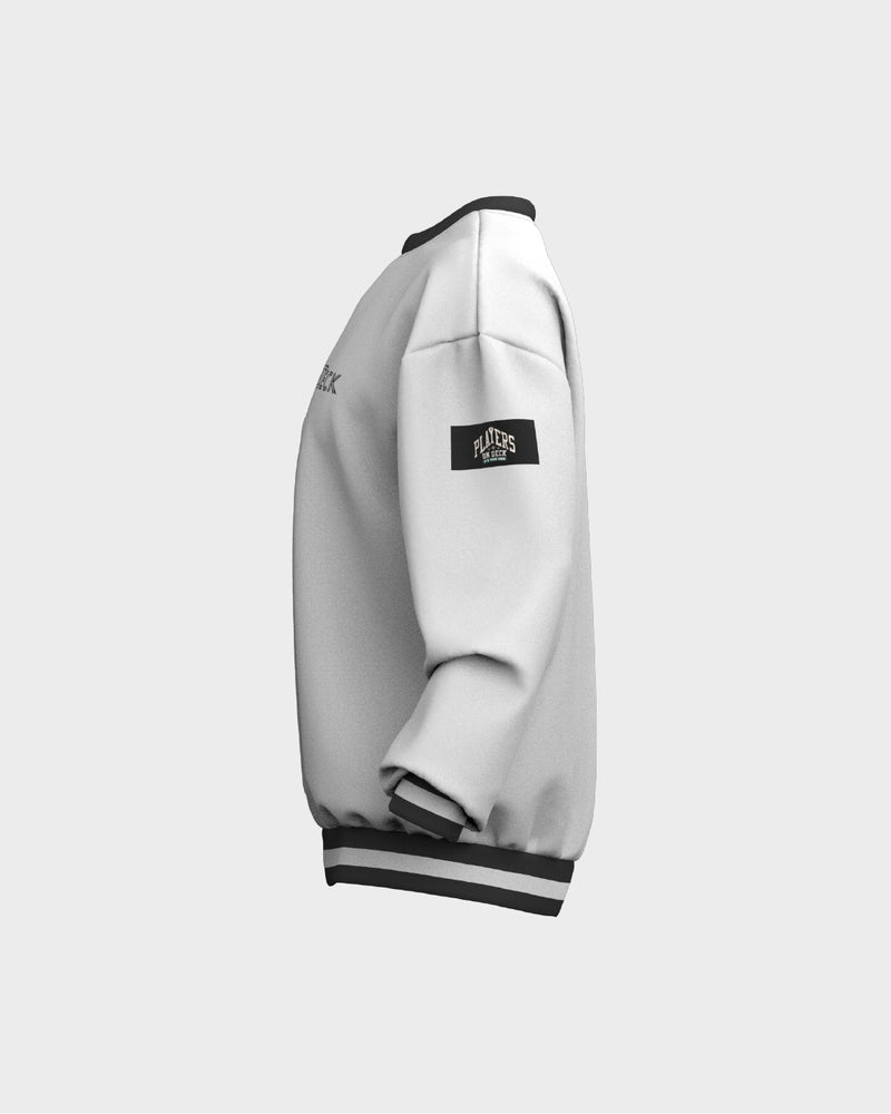 Mens Graphic Crew Neck Sweater - White & Black