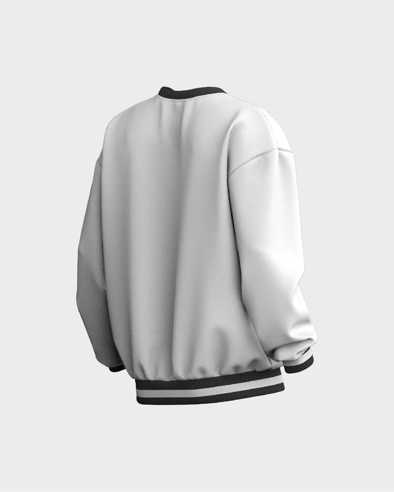 Mens Graphic Crew Neck Sweater - White & Black