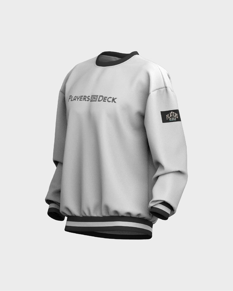 Mens Graphic Crew Neck Sweater - White & Black